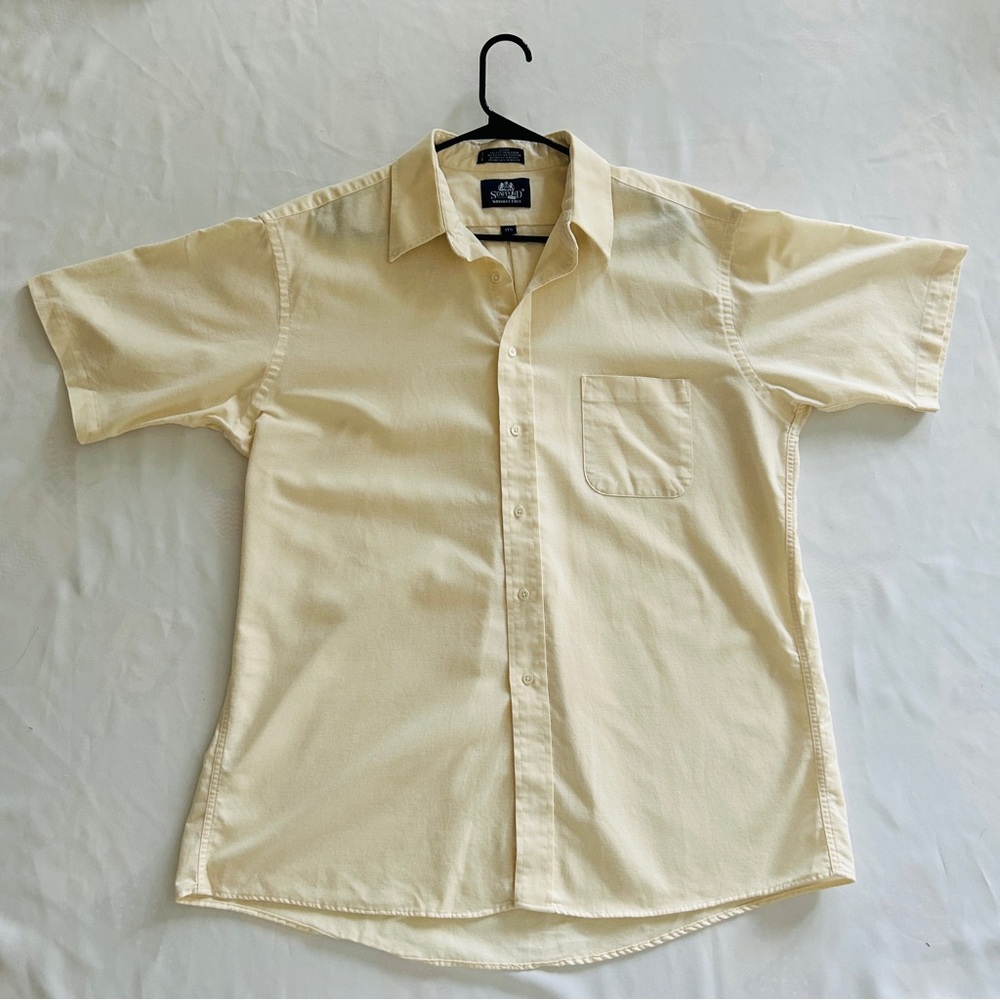 NWT Stafford Oxford XL 17.5 Cream Ivory Button Down Shirt Cotton Beach Cruise